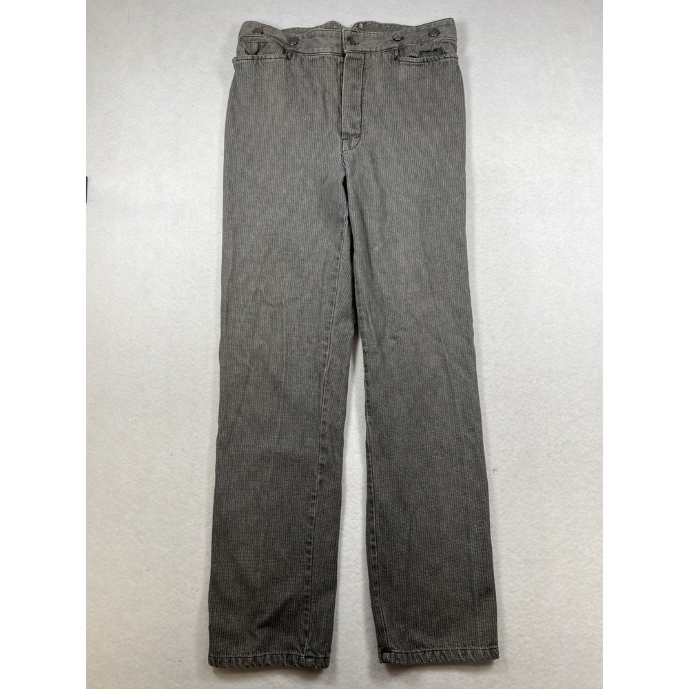 Wah Maker Pants Men's 36 Gray Hickory Stripe Buckle Back Frontier Reenactment